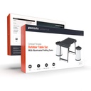Compact portable outdoor tablet set with illuminated folding seats