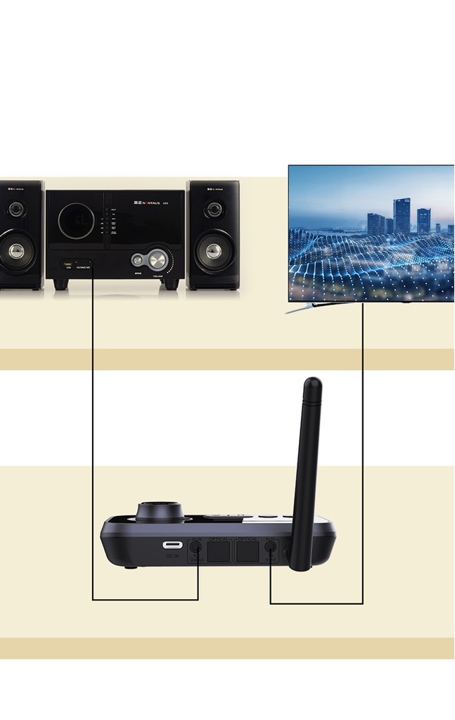 Porodo 3in1 Bluetooth Transmitter Receiver and Wireless Audio Adaptor - Black