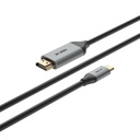 Porodo Type-C to 4K HDMI Cable 2m with Premium Aluminum Finish - Gray