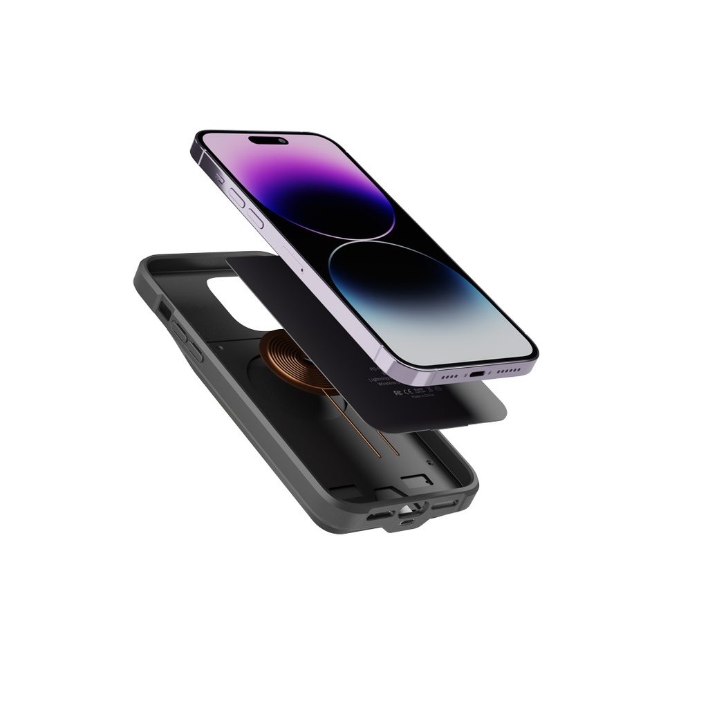 Porodo Wireless Charging Battery Case 5000mAh for iPhone 14 Pro Max - Black