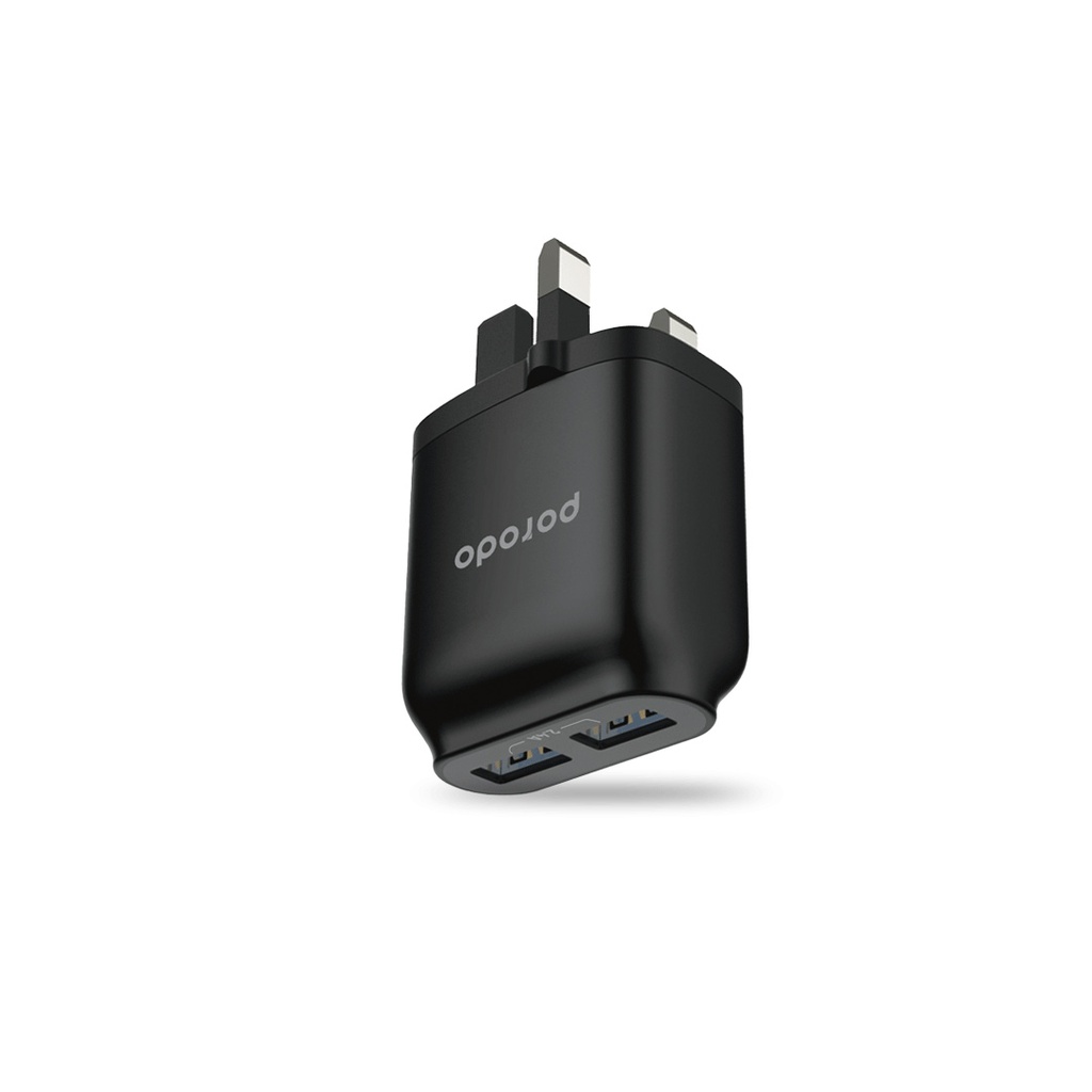 Porodo Dual USB Wall Charger 2.4A with Improved Version PVC Lightning Cable 1.2m