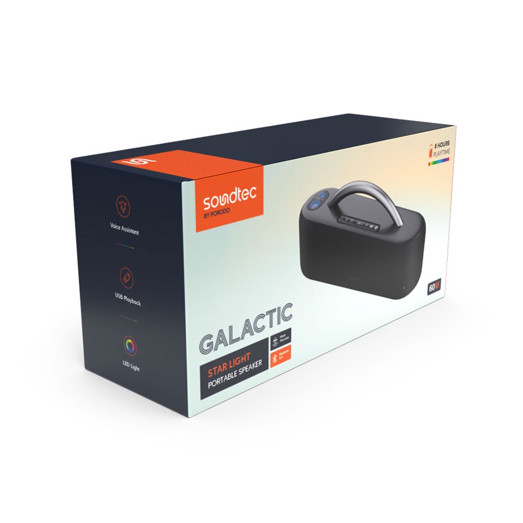 Porodo Soundtec Star Light Portable Speaker - Black