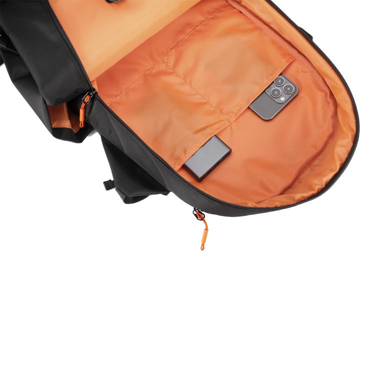 Porodo Gaming PU Laptop Backpack With USB-C Port and PS5 - open Black