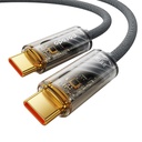 Porodo Braided 100W PD C to C Cable With Transparent Head 1M - Grey