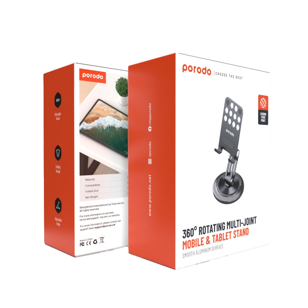 Porodo Holders & Stand Phone Stand Aluminum Alloy X Carbon Fiber Grey [PD-ACPS360]