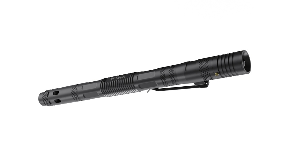 Porodo LifeStyle Outdoor 9in1 Flashlight with Holder Pen Whistle Bottle Opener andSafety Hammer - Black/Gray