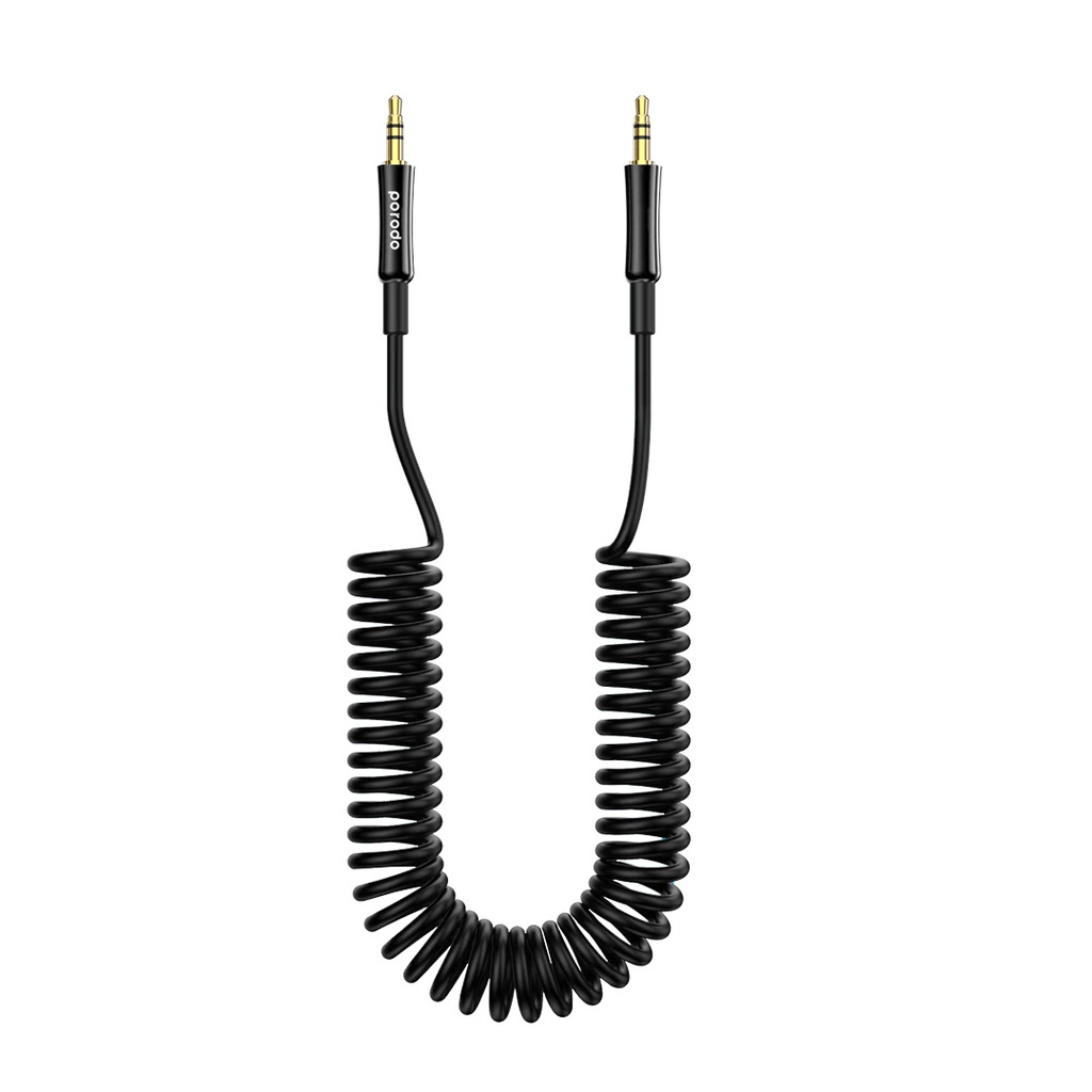 Porodo Cable Charger Adapter AUX To Coil Cable Black [PD-AUXCC-BK]