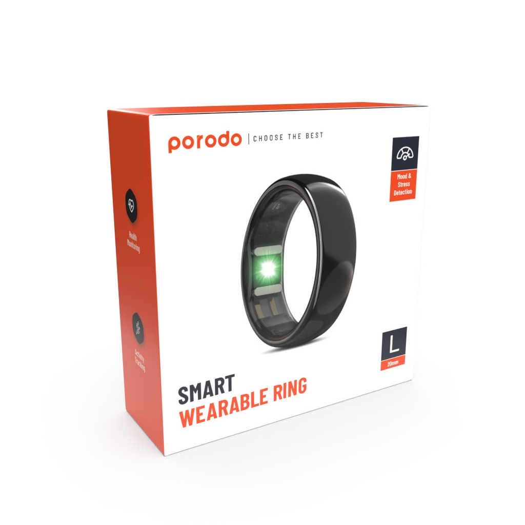 Porodo Self Care Smart Wearable Ring Health Monitoring Black [PD-SRG10-BK]