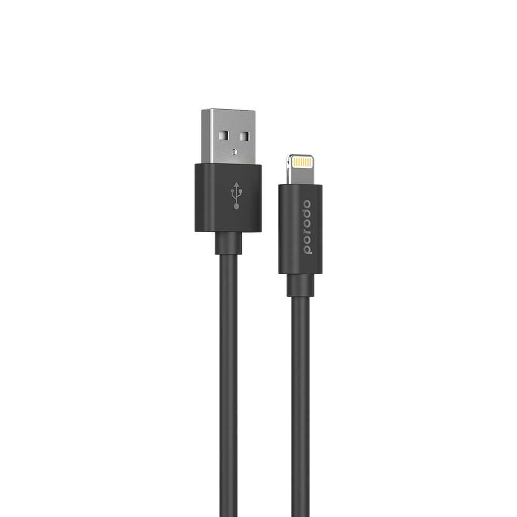 Porodo Cable Charge Adapter Lightning Cable PVC Black [PD-CEL12-BLK]