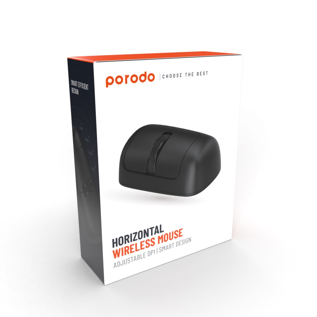 Porodo Keybord & Mouse Wireless Horizontal Mouse Packing Black [PD-WHRMS-BK]