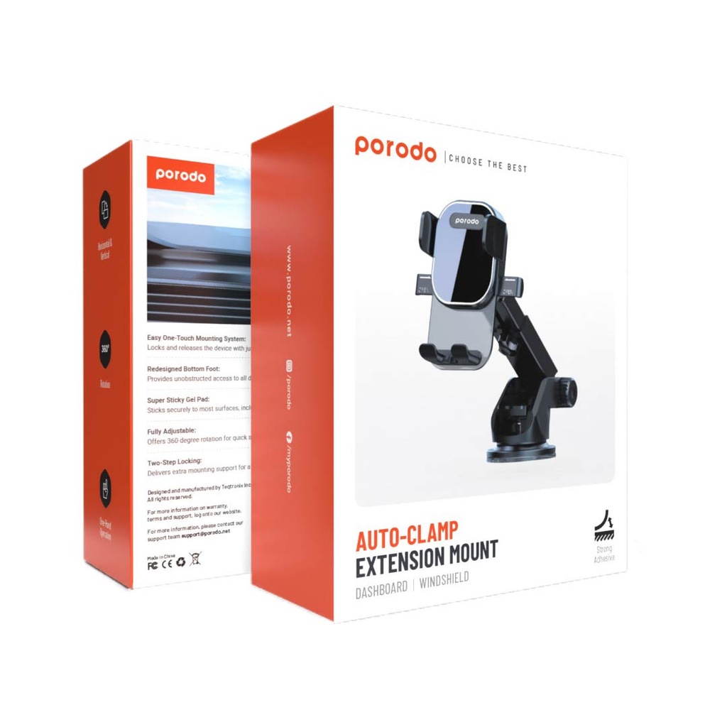 Porodo Holders & Stand Car Mount Strong Adhesive Black [PD-AVACRM-BK]