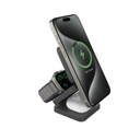 Porodo Cable Charger Adapter 3In1 Magsafe Wireless Foldable Fast Charger 3W Watch Output Black [PD-3N1MWFC-BK]
