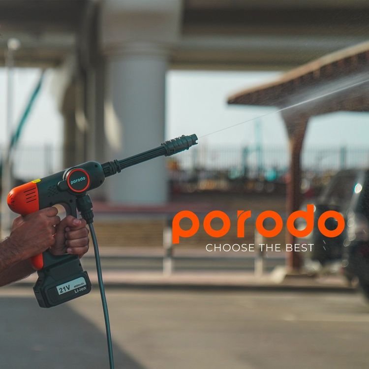 Porodo 4000mAh Portable Car Wash Machine-Black/Orange1