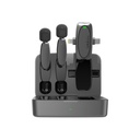 Porodo Dual Connector Lavalier Microphone Dual Mic with Charging Case- Black