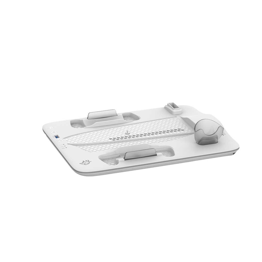 Porodo Gaming Accessories Gaming PS5 Slim Stand With Magnetic Charger Adjustable Cooling White [PDX118]