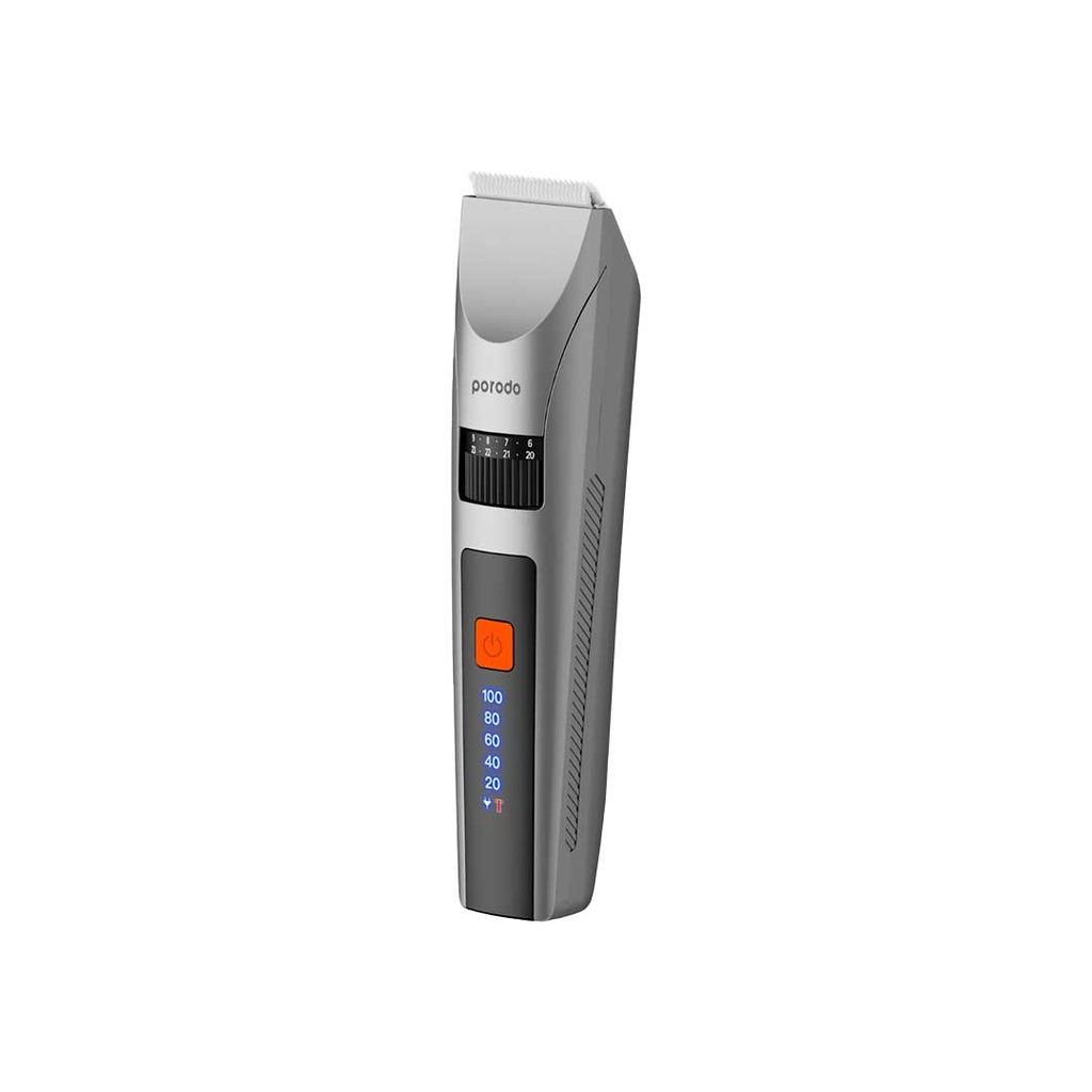 Porodo Self Care Life Style Rechargeable LED display Hair Clipper With Two Cutting Modes 1200mAh 90 minutes Working Time Grey [PD-LSRDHC-GY]