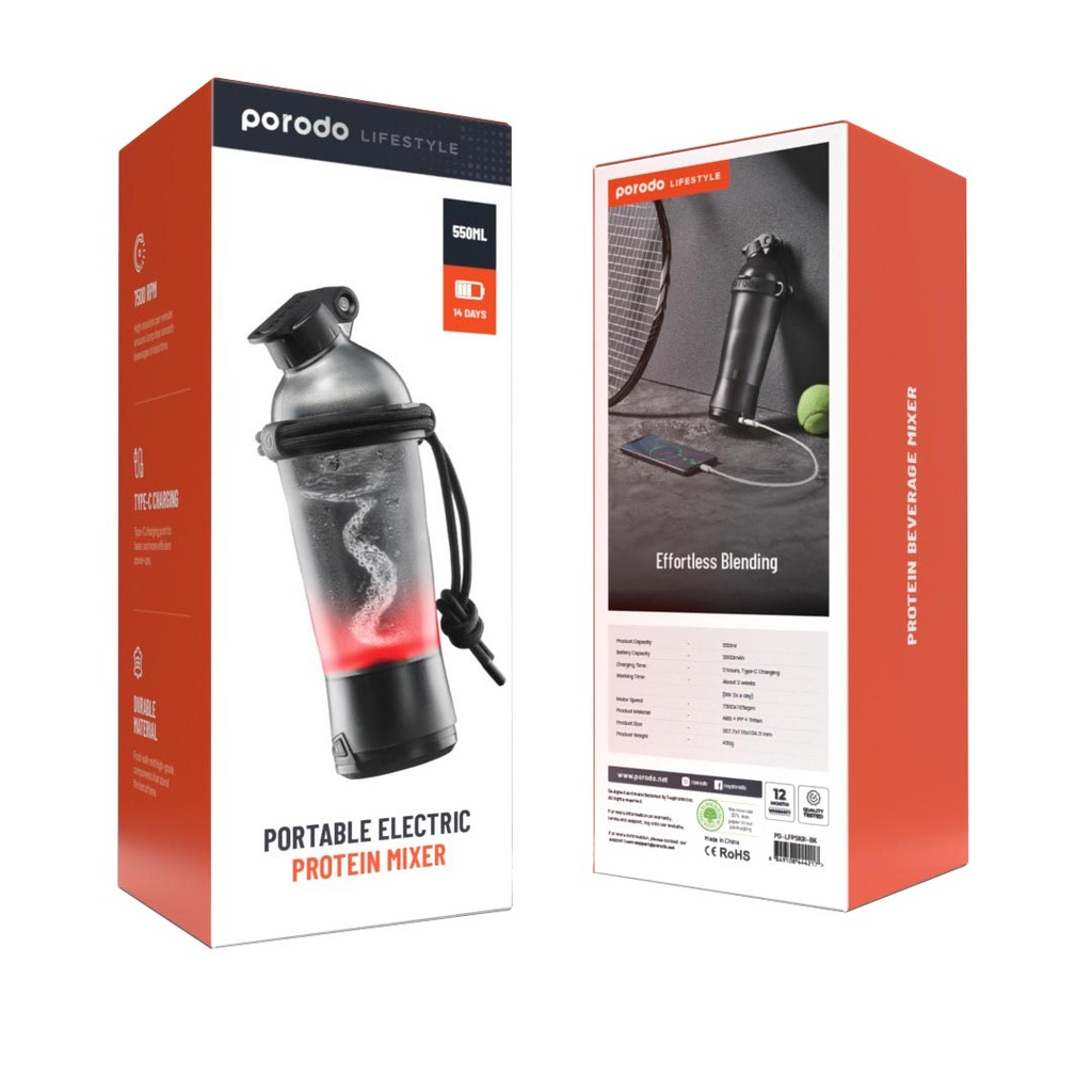 Porodo LifeStyle Portable Electric Protein Mixer