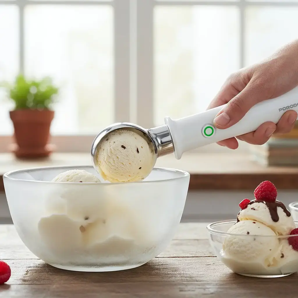 Porodo Lifestyle Rechargeable Heated Ice-Cream Scoop with Safety Switch Lock - White.webp