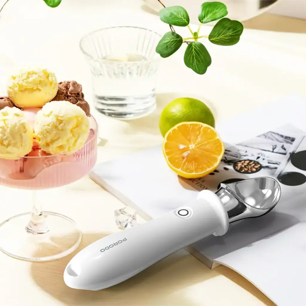 Porodo Lifestyle Rechargeable Heated Ice-Cream Scoop with Safety Switch Lock - White6.webp