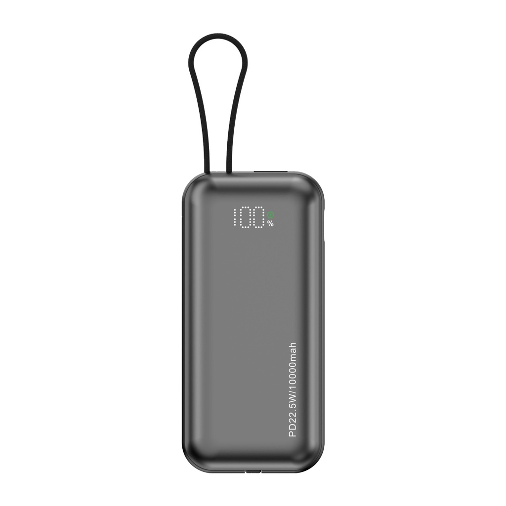 Porodo 10000mAh Powerbank Dual Built-In Cables Fast Charging - Black