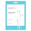 Porodo Blue Stereo Earphones with Aux Connector 3.5mm - White