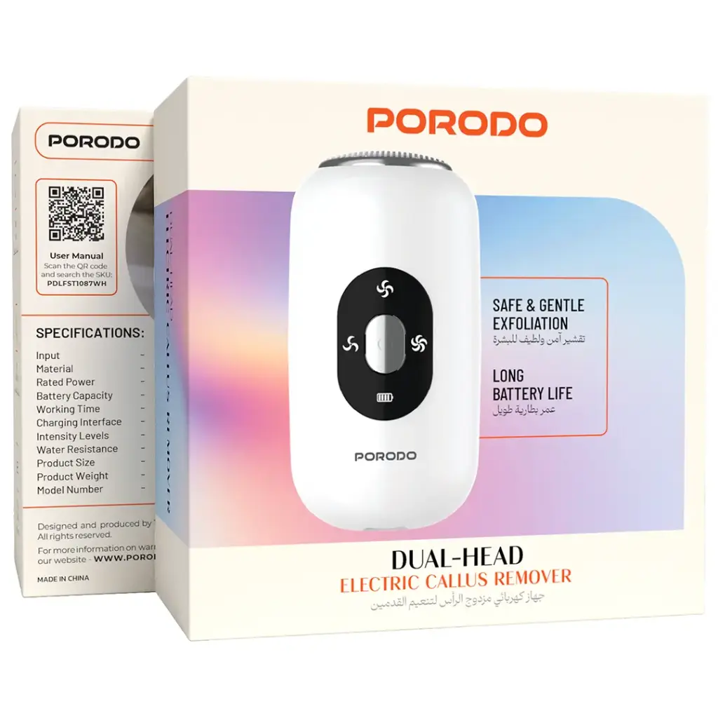 Porodo Dual-Head Electric Callus Remover - White.webp