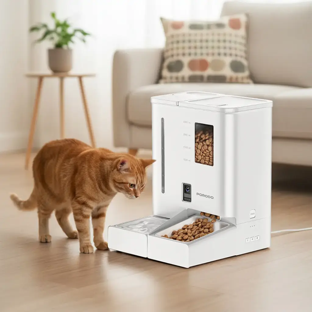 Porodo Petmate Automatic Pet Feeder with Wi-Fi, Camera & App Control - White2.webp
