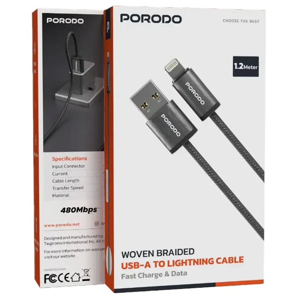 Porodo Woven Braided USB-A to Lightning Cable3.webp