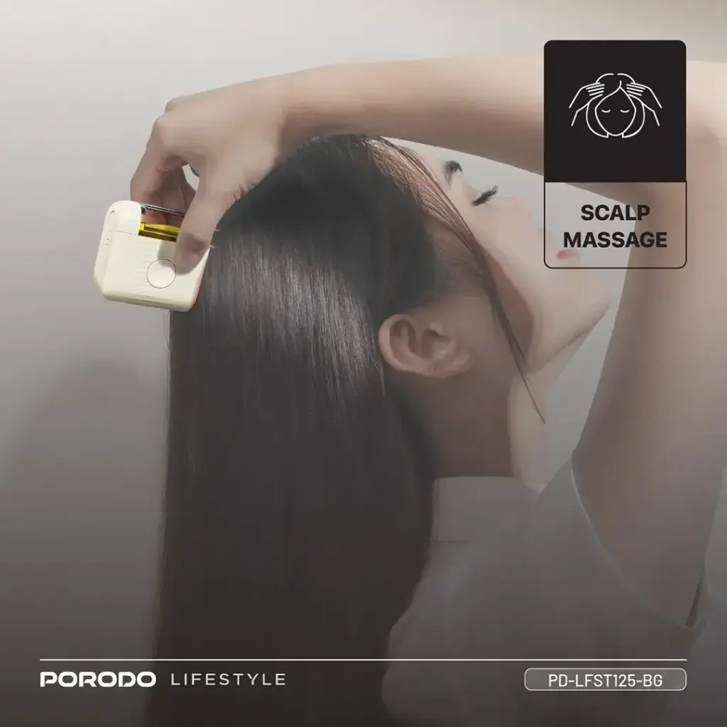 Porodo Lifestyle EMS & Red Light Hair Oil Applicator & Scalp Massage - Beige.webp