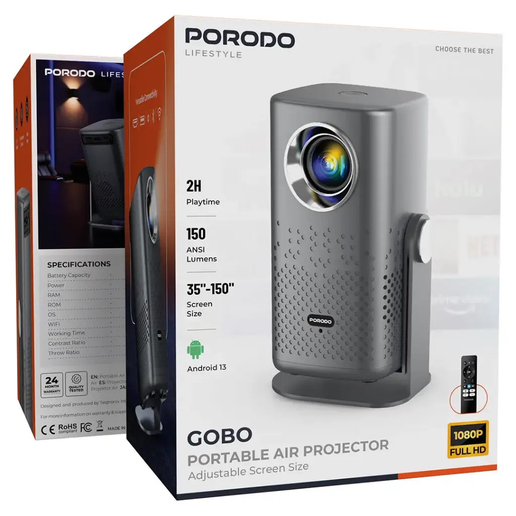 Porodo Lifestyle Gobo Portable Air projector - Grey.webp
