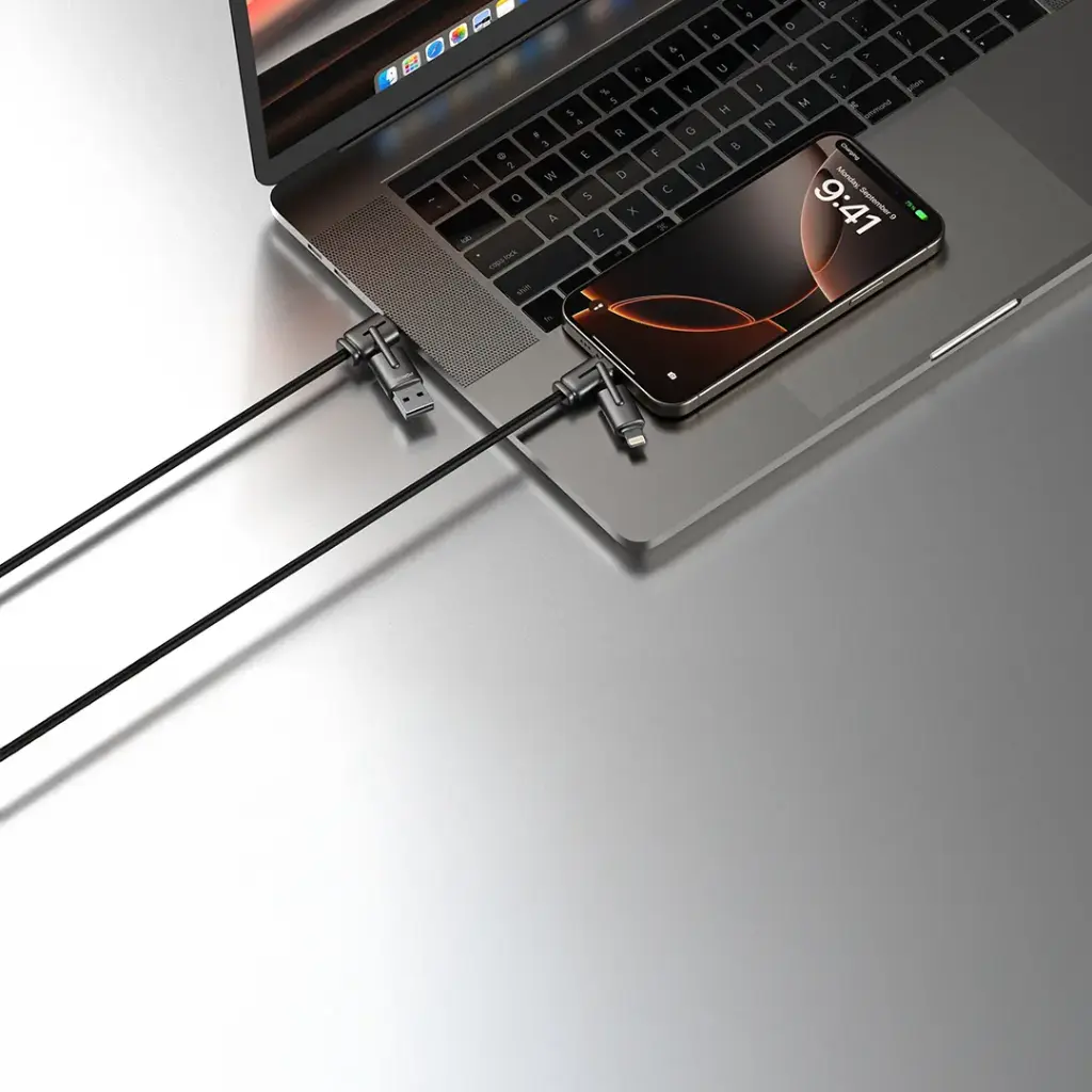 Porodo 4-In-1 Charging And Data Transfer Cable - Black4.webp