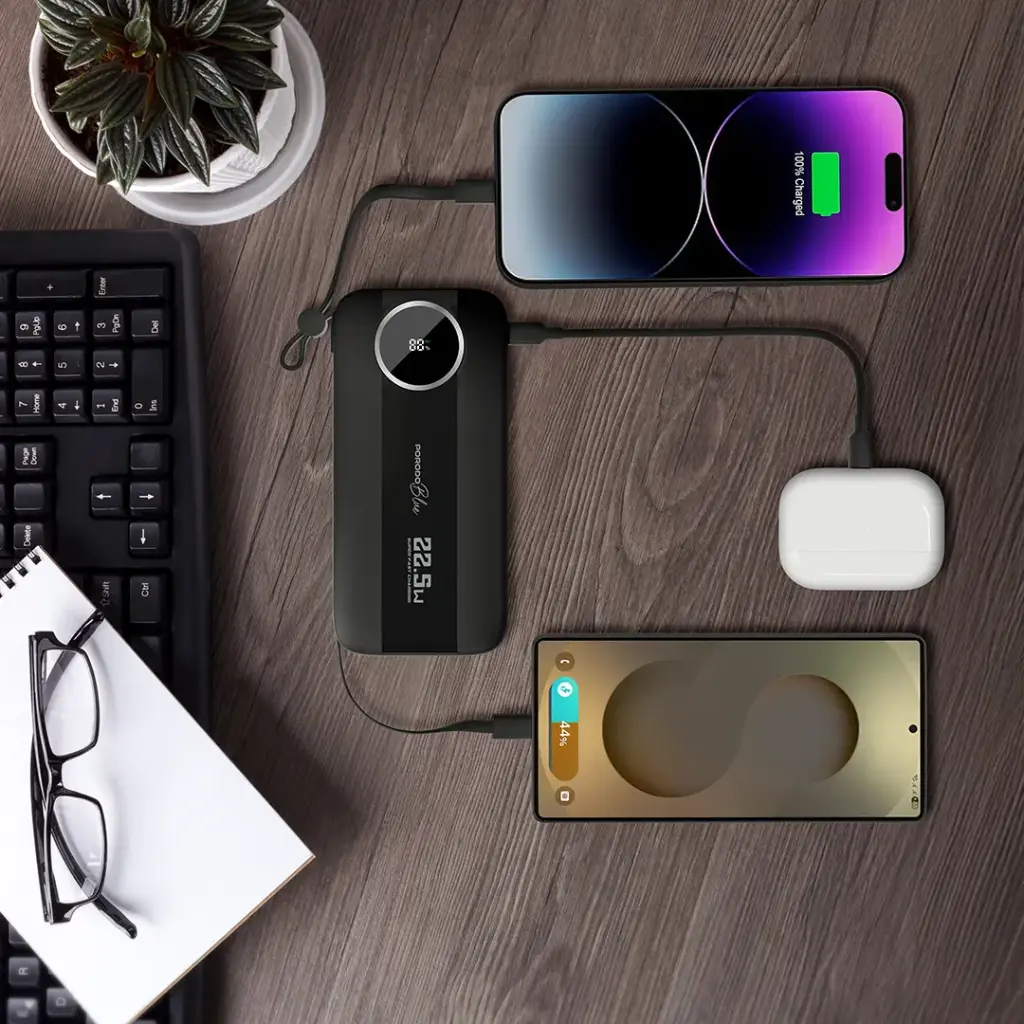 Porodo Blue Specca Multi-Port Power Bank with Type-C & Lightning Cable - Black3.webp