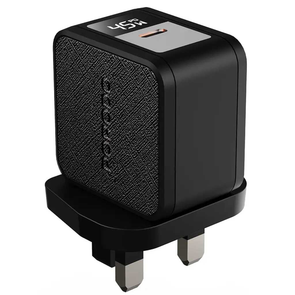 Porodo Quantum GaN 45W USB-C Wall Charger with Digital Display - Black5.webp