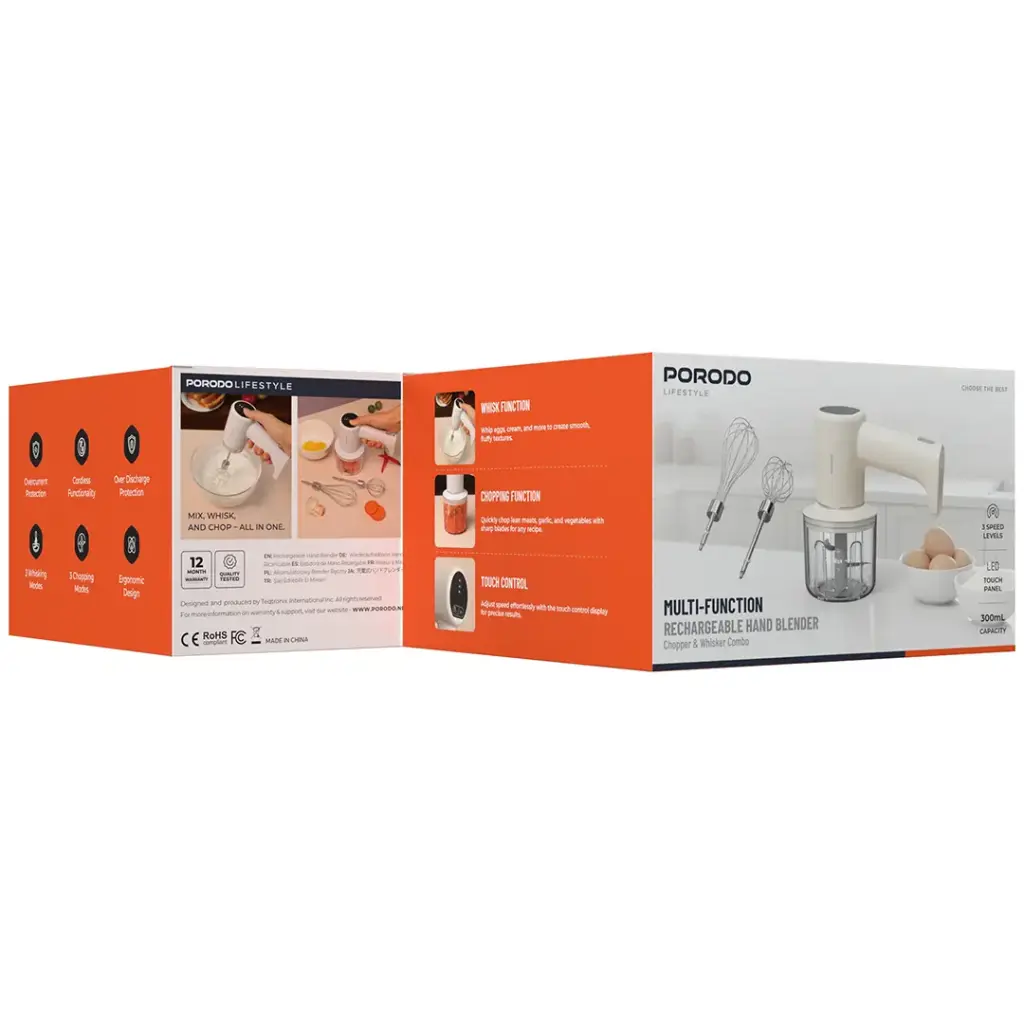 Porodo Lifestyle Multi-Function Rechargeable Hand Blender - Beige2.webp