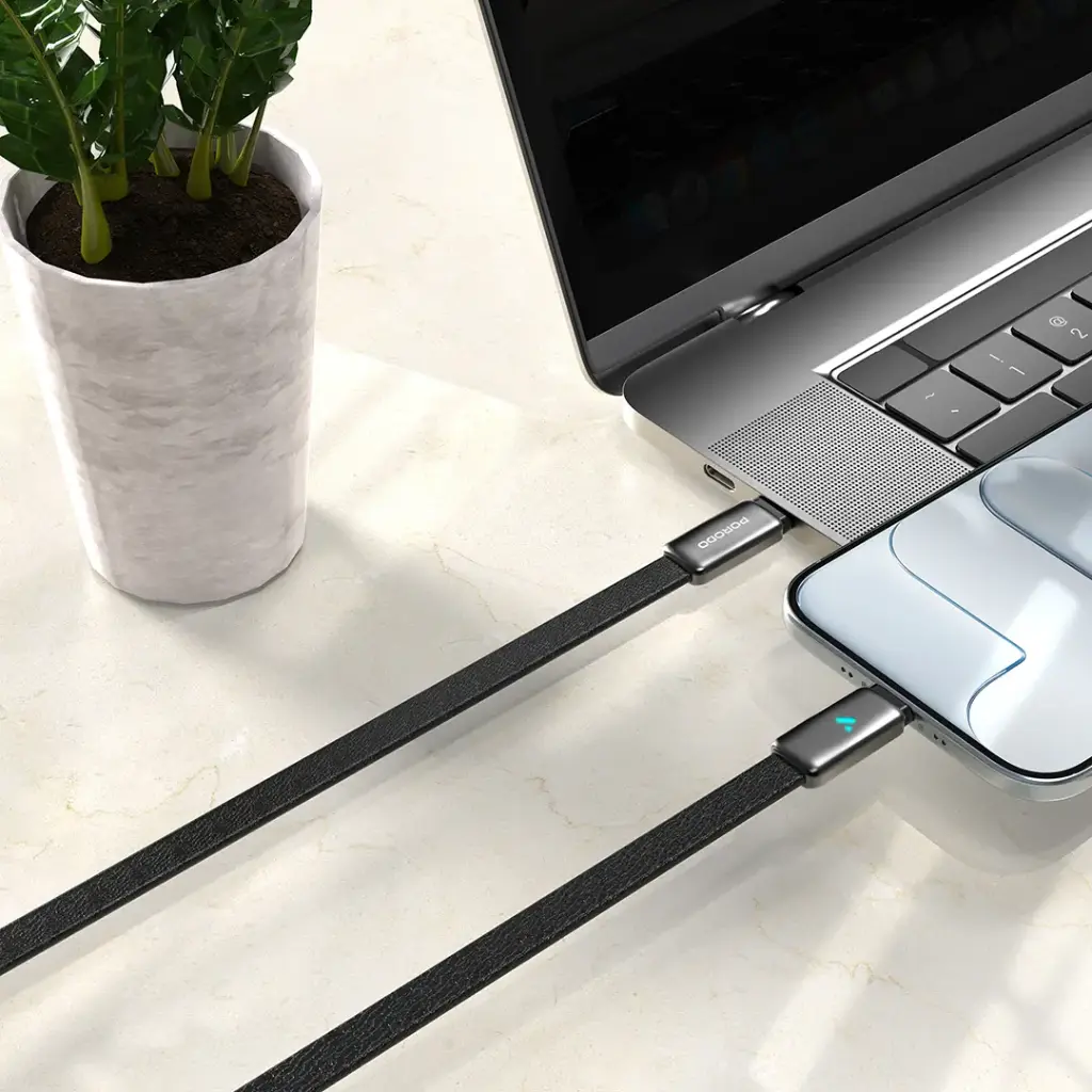 Porodo 100W LED USB-C To USB-C Leather Charging & Data Transfer Cable5.webp