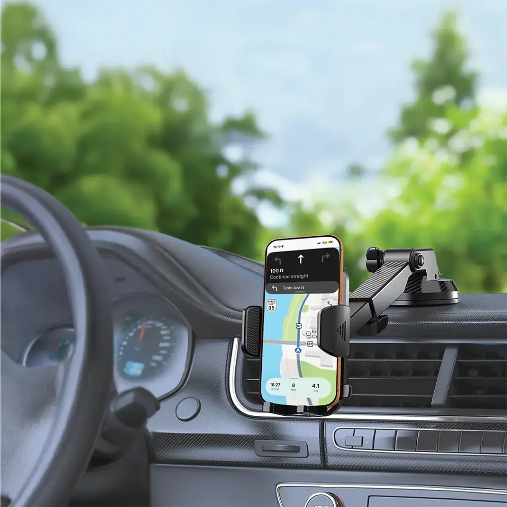 Porodo Blue Cradle Suction Car Phone Holder - Black4.webp
