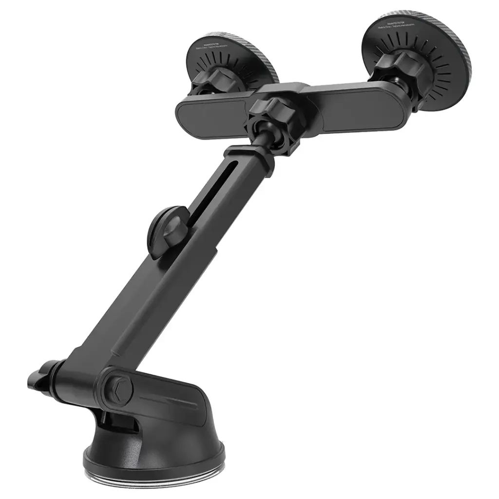 Porodo Dax-L Dual MagSafe Car Phone Mount with Adjustable Telescopic Arm - Black4.webp