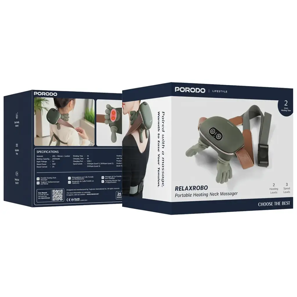 Porodo Lifestyle RelaxRobo Portable Heating Neck Massager - Green5.webp