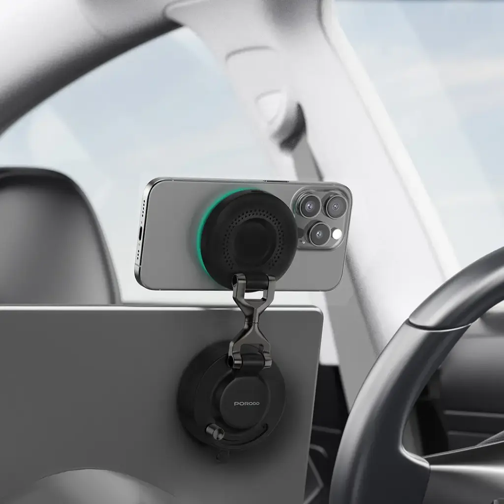 Porodo MagSync 360° MagSafe Phone Holder with Lighting Mode - Black2.webp