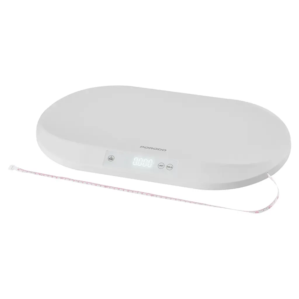 Porodo Lifestyle Minimeasure Electric Digital Baby Scale with Measuring Tape - White4.webp