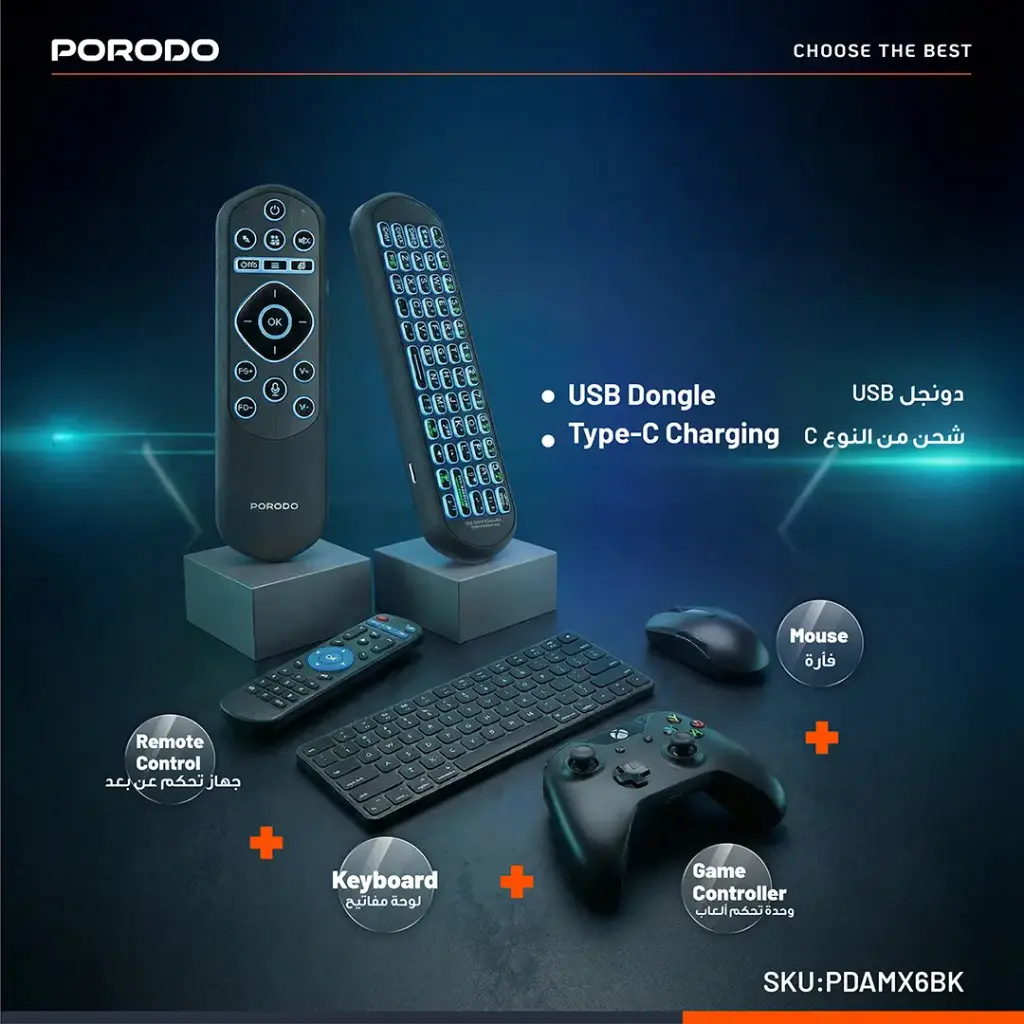 Porodo Miko Mini Keyboard 6-Axis Gyro Sensor - Black5.webp