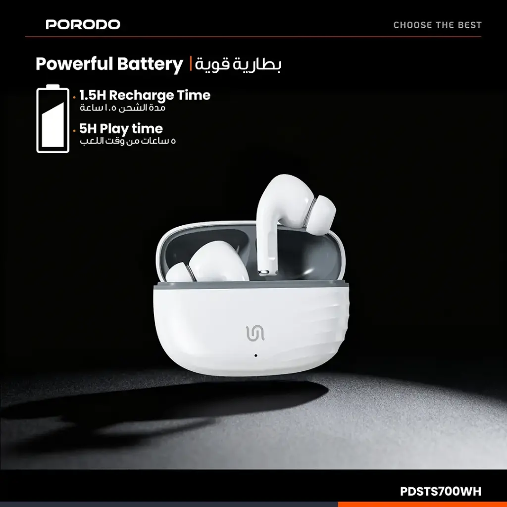 Porodo Soundtec Nimbus True Wireless Earbuds - White.webp
