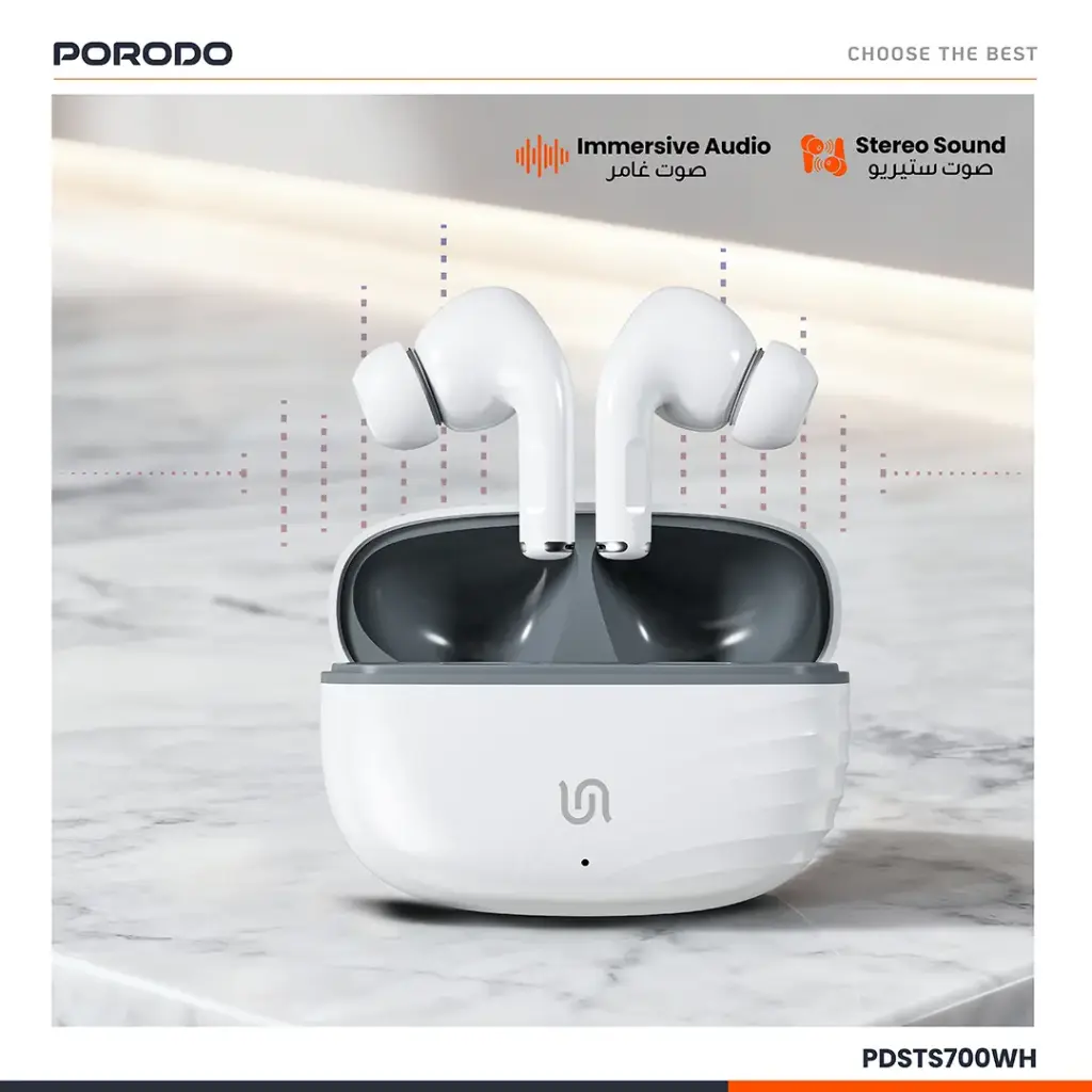 Porodo Soundtec Nimbus True Wireless Earbuds - White3.webp