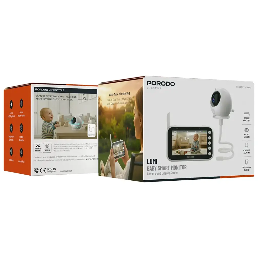 Porodo Lifestyle Lumi Baby Smart Monitor with Camera and Display Screen - Silver5.webp