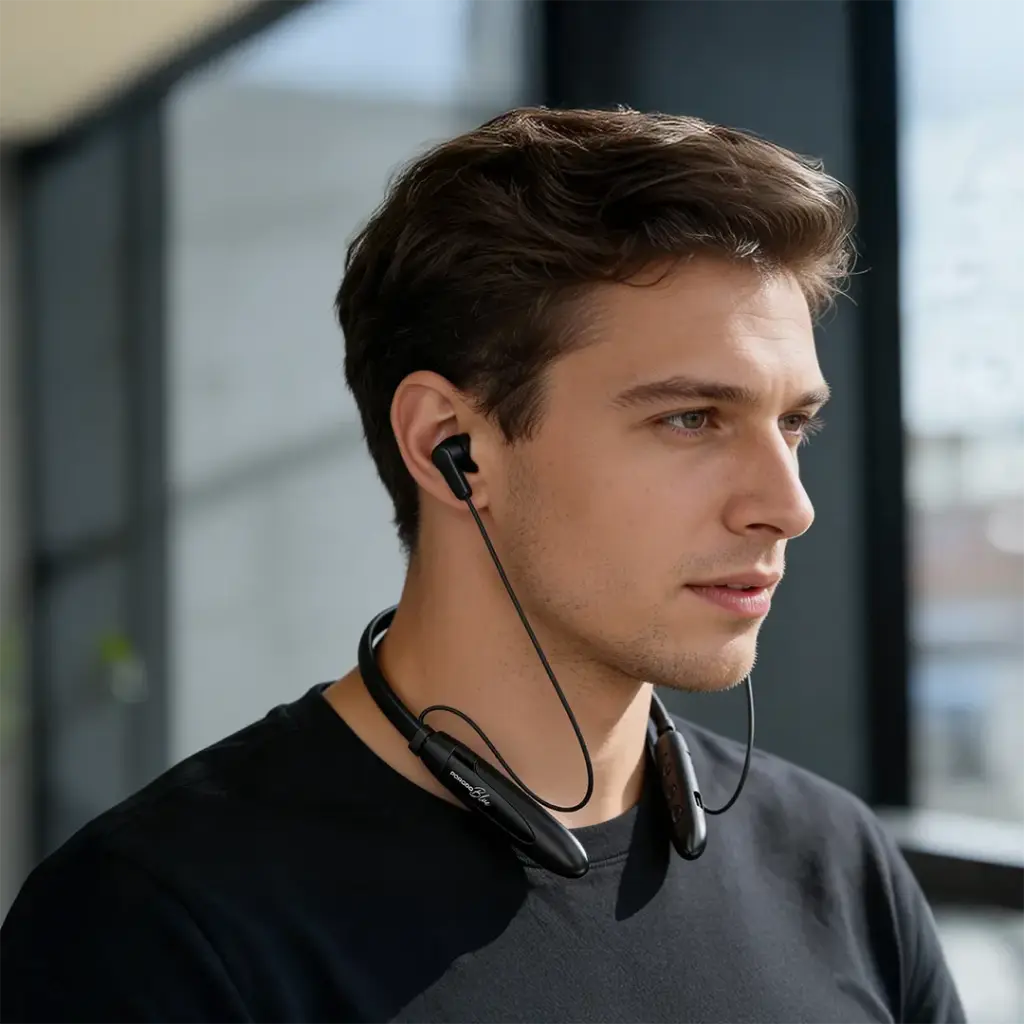 Porodo Blue Wireless Magnetic Neckband Dual Bluetooth Pairing - Black2.webp