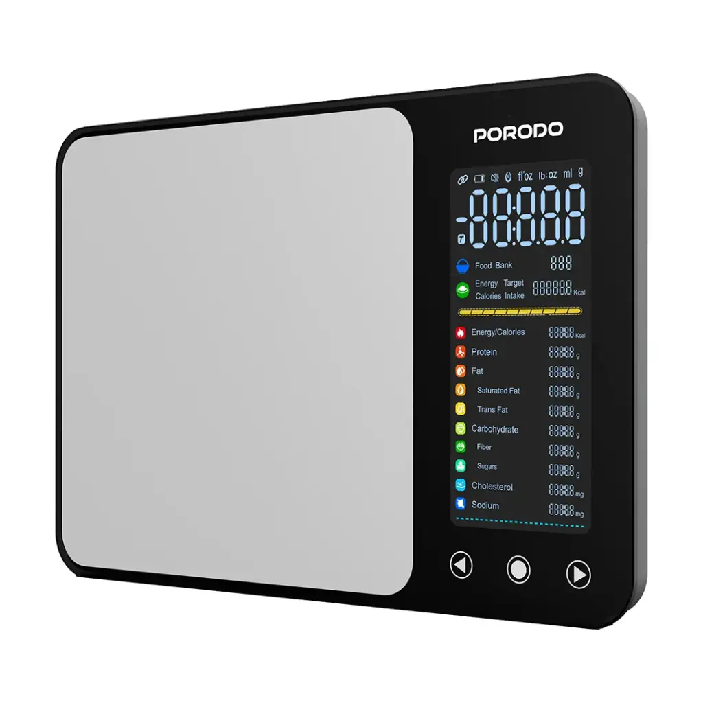 Porodo Lifestyle Kalio Smart Food Kitchen Scale Measuring Tape with Nutritional Calculator - Silver3.webp