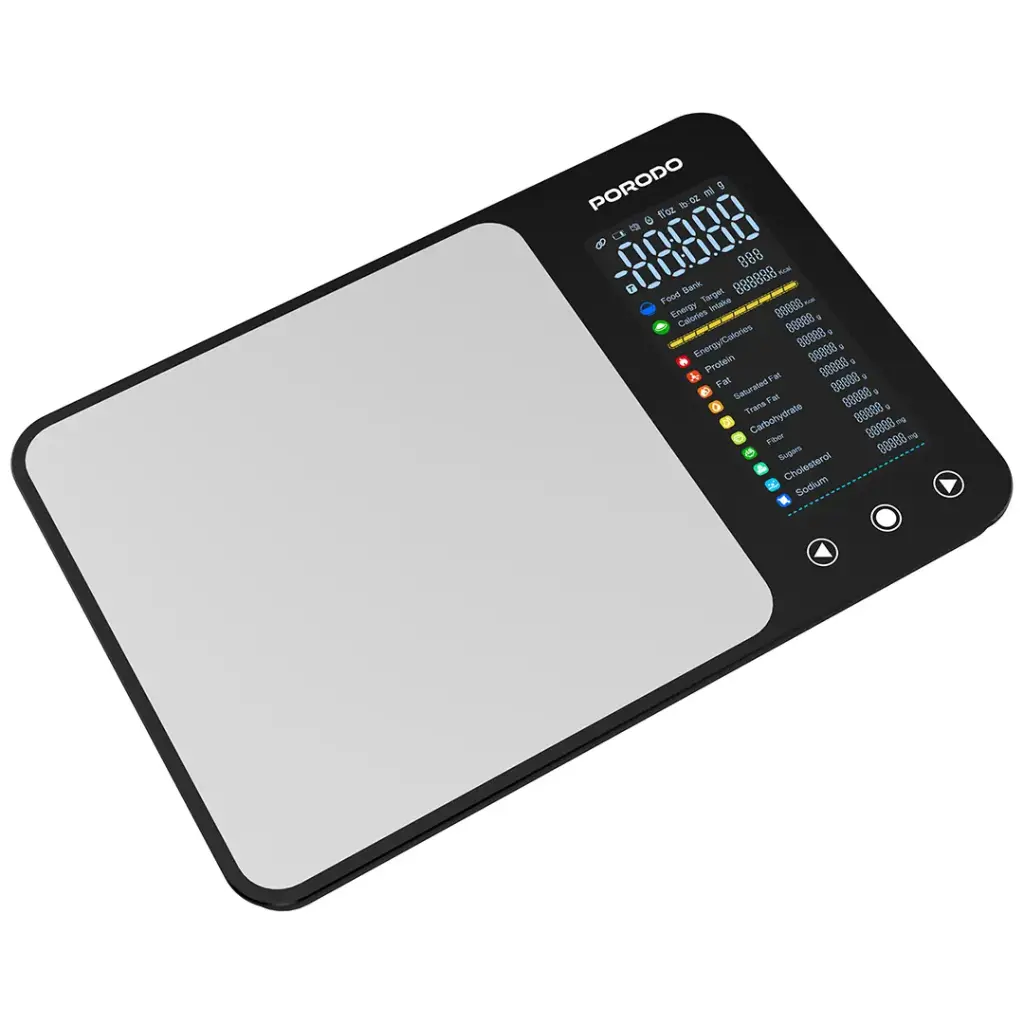 Porodo Lifestyle Kalio Smart Food Kitchen Scale Measuring Tape with Nutritional Calculator - Silver2.webp