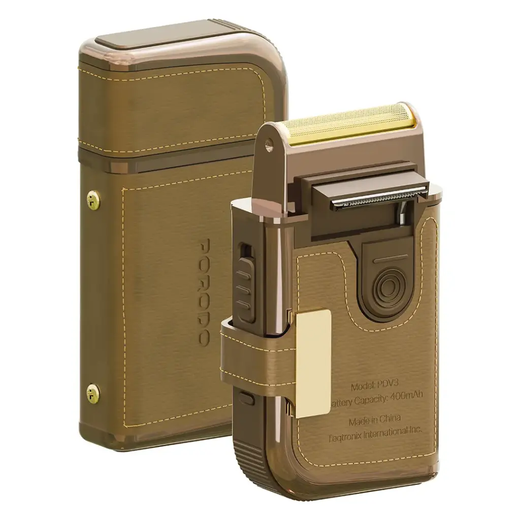 Porodo Clavis Multi-Functional Shaver Kit with Built-In Trimmer & Mirror - Brown2.webp