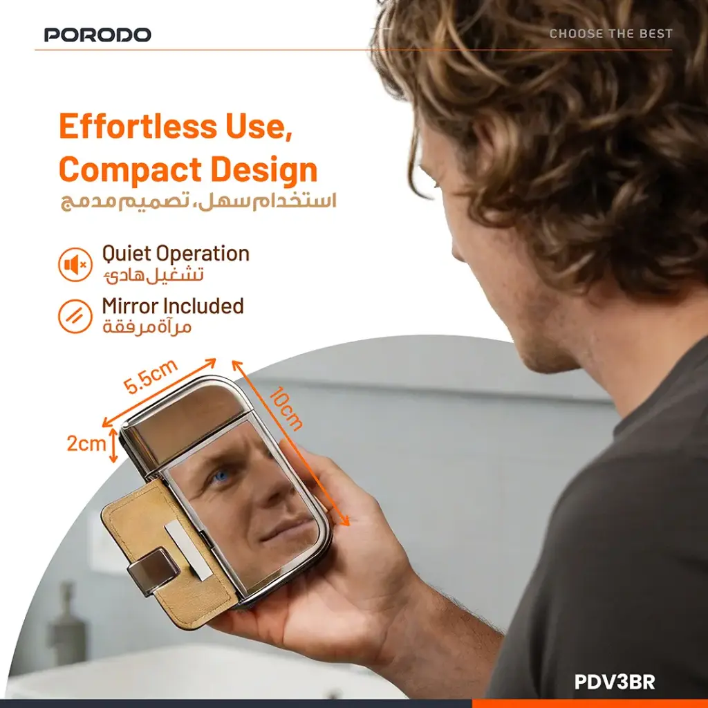 Porodo Clavis Multi-Functional Shaver Kit with Built-In Trimmer & Mirror - Brown6.webp