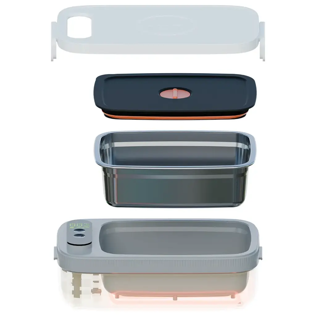 Porodo Lifestyle Heatmate Waterless Electric Lunch Box with Smart Thermostat Control - White7.webp